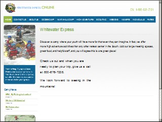 Web site www.whitewaterexpress.com, Whitewater Express Reservations